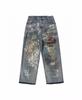 Jeans Do Dirty Old Hand-Painted Graffiti Ripped Loose Casual Men And Women Tide The Same Style