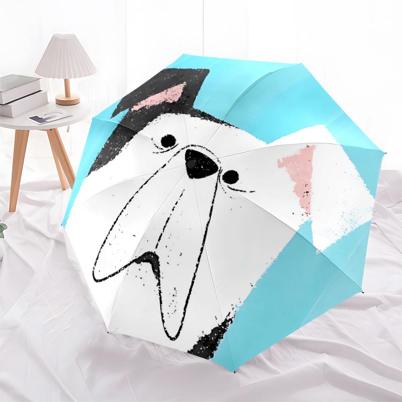 1PC Puppy Face Automatic Folding Umbrella - Compact 8-Rib Design, Durable Plastic & Iron, Lightweight for Outdoor Daily Use, Festive Gift006