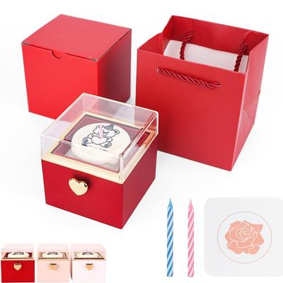 Creative Surprise Gift Box Rotating Cake Candle Ring Necklace Jewelry Box Romantic Birthday Valentine's Day Surprise Gift