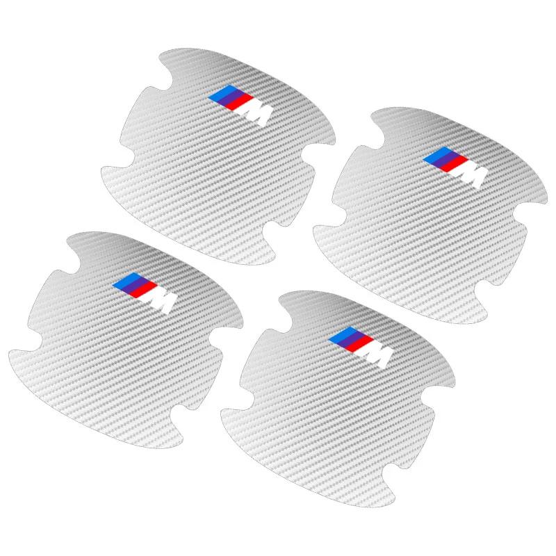 4 Stück Kohlefaser Auto Türgriff Schutzaufkleber Emblem Zubehör für BMW 3 4 5 7 Serie GT X1 X3 X4 X5 X6 F15 F16 F18 F10