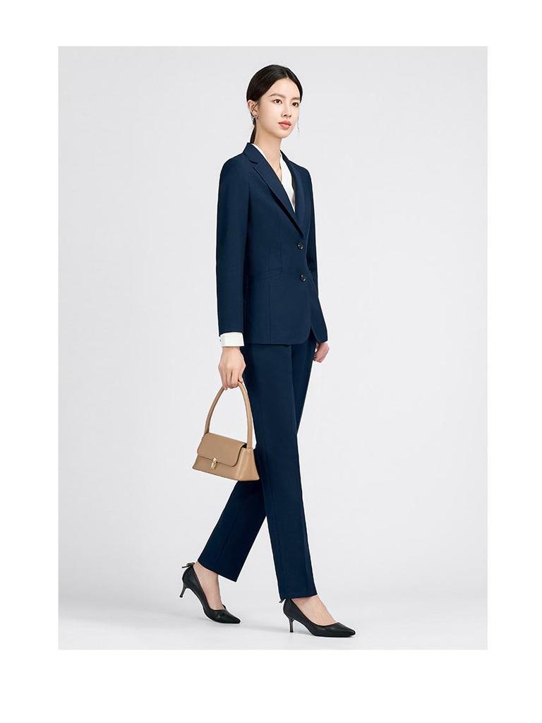 Navy Blue Women's Business Casual Suit Set for Professionals