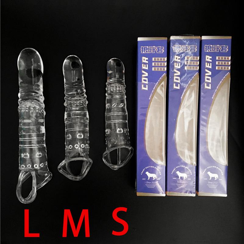 SML Elastic Penis Extension Sleeve Reusable Soft Delayed Ejaculation Condoms Penis Extender Big Dick Wearable Penis Thick Dildo
