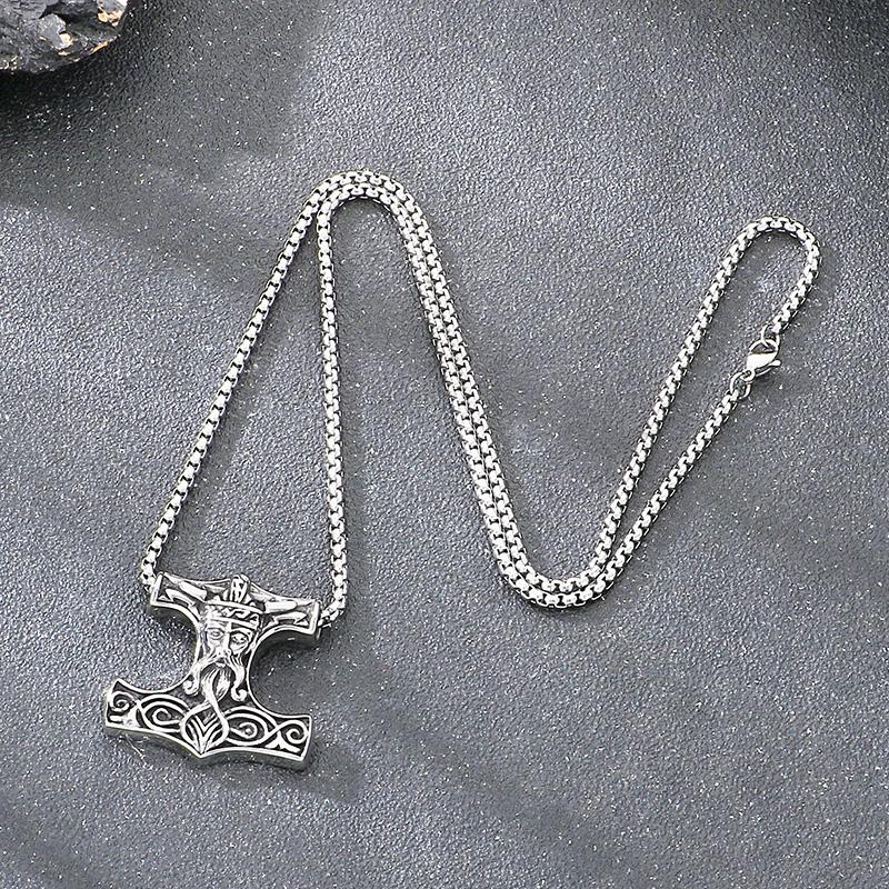 KALEN Мужское ожерелье-молот Тора викингов из нержавеющей стали, скандинавский амулет, панк-украшение, подарок, ретро-модный кулон 45cm