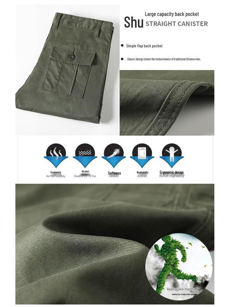 2022 Herren Cargohose aus reiner Baumwolle: Locker, Strapazierfähig, Verschleißfest, Gerades Bein Militär-Arbeitskleidung