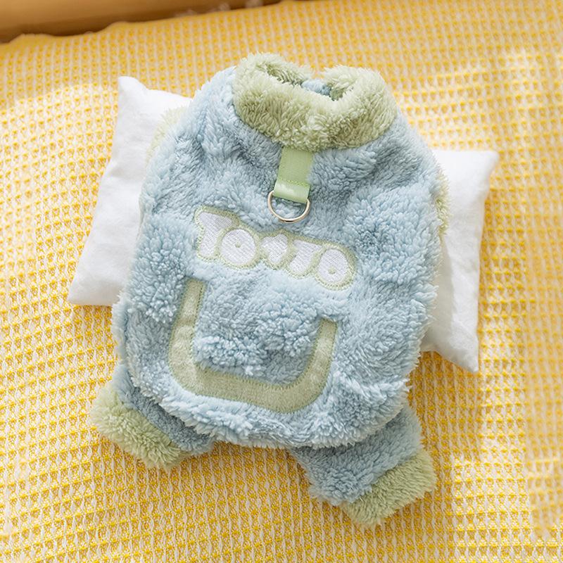 

Милая одежда для собак, зимняя теплая наклейка-макарон, послушная одежда на четырех лапах, маленькая собака, кошка, флис для питомца M (recommended weight 5-4 kg) бонди синий