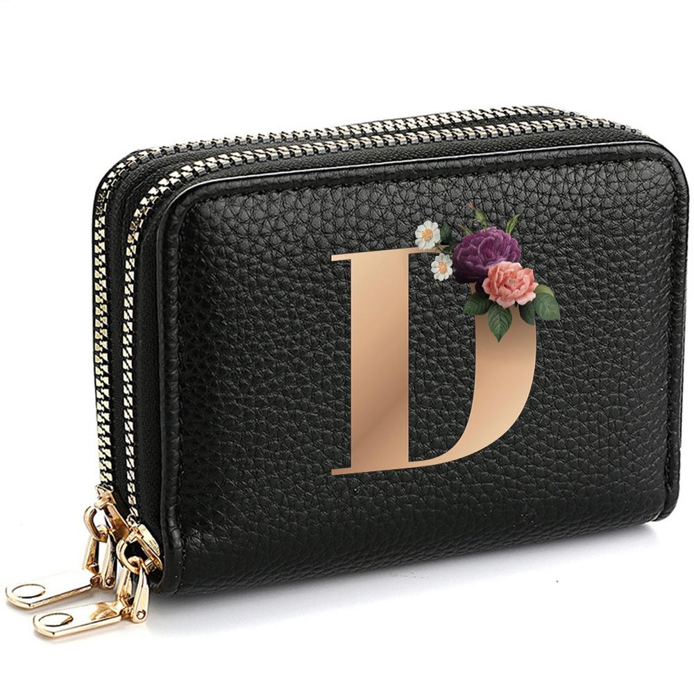 Portafoglio Portatessere da Donna, alla Moda, con Doppia Cerniera, Stampa di Lettere, Multi-Scomparto per Carte di Credito e Monete da Donna