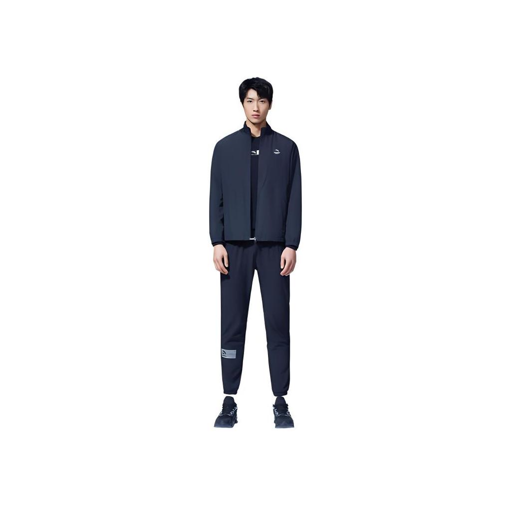 Anta Outdoor Series Solid Color Logo Print Quick-Dry Casual Stand Collar Jacket Men Jackets Black 152317606-2