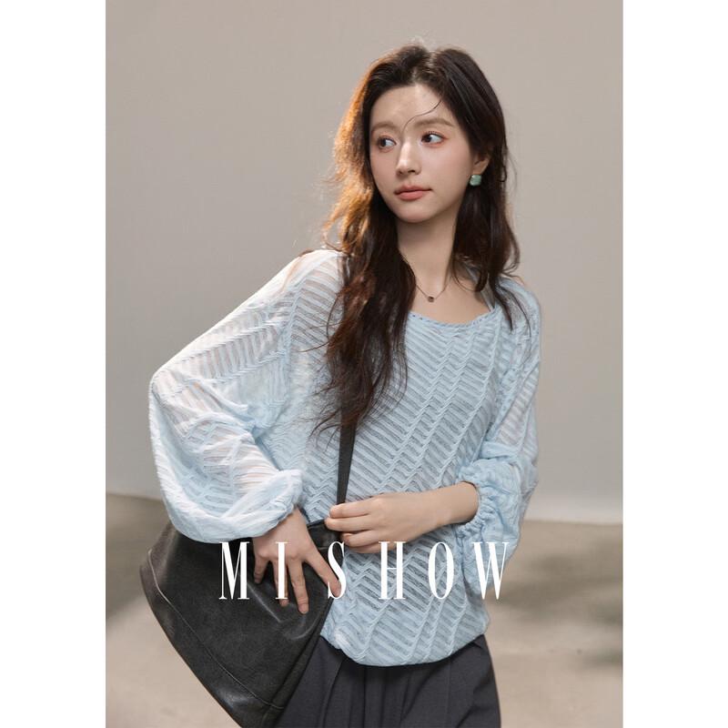 MiXiu Women s Lace Detail Loose Knit Top L