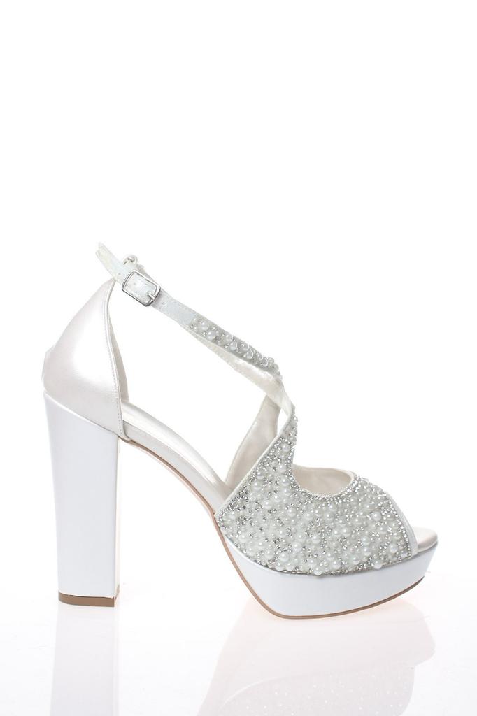 Women's Fashion Style High Heels Skin Face Pearl Party Wedding Evening Dress Shoes