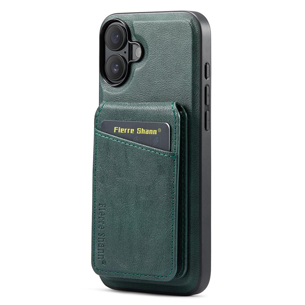 FIERRE SHANN 025 Style For iPhone 16 Case Leather+TPU Detachable Card Slots Phone Cover