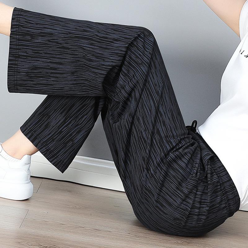 

Брюки прямого кроя Super Ice для женщин на лето, быстросохнущие с высокой талией спортивные с прямым низом из ледяного шелка M чёрный