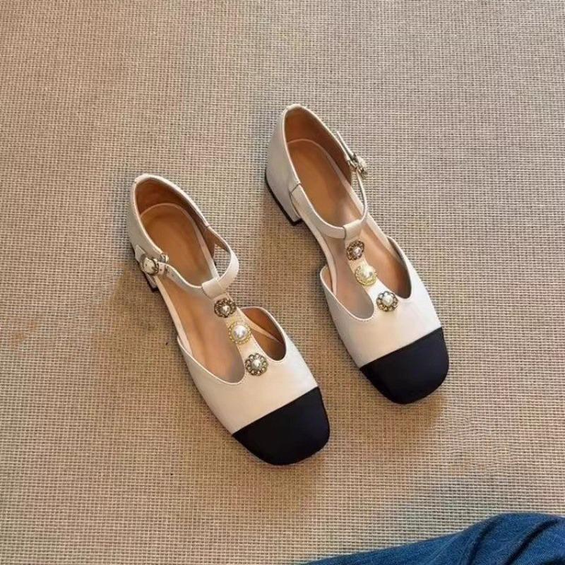 Fashion Soft Leather French Round Toe Temperament Versatile Single Shoes for Women 2025new Style Buckle Strap Thick Heel Mary Jane Shoes