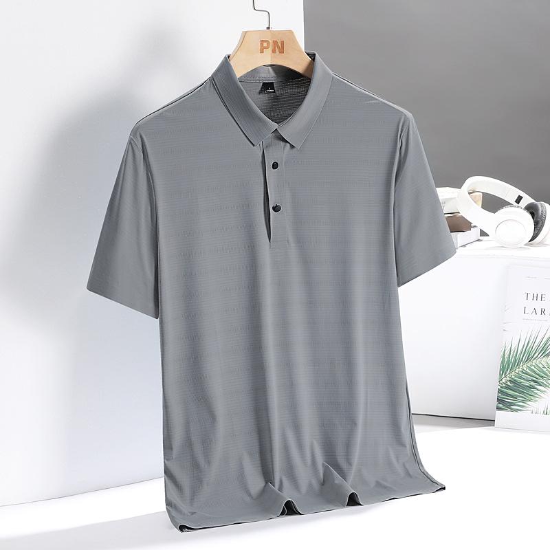 

Футболка-поло Ice Silk, летняя, в полоску, однотонная, с простым верхом, свободная, повседневная, с коротким рукавом L