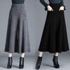 Autumn Winter Women's Woolen Pants Solid Pocket Elastic High Waist Fashion Elegant Loose Wide Leg Ankle Length Trousers