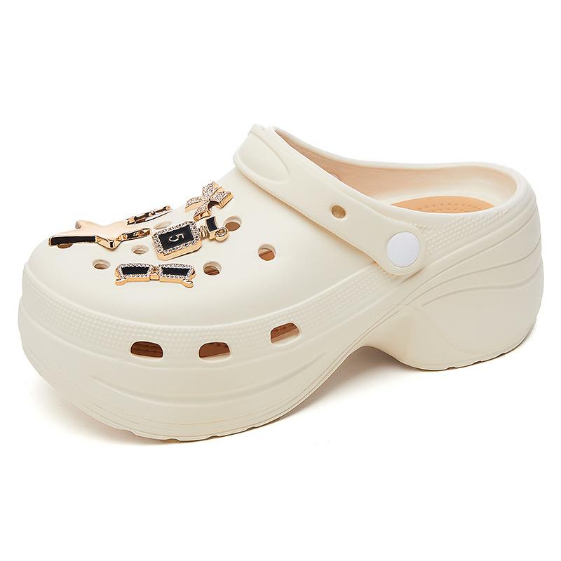 

Туфли на платформе с отверстиями, женская летняя одежда 2025 года, новые увеличивающие рост, пляжные, приморские, тапочки с сумкой, женские 39-40