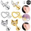 F136 Titanium Fox Zirconia Ear/Lip Studs with Internal Thread