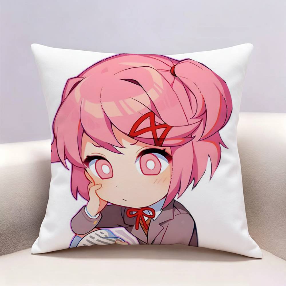 DDLC Natsuki Doublesided print Pillow Case Pattern Printed Pillowcase For Living Room Sofa Cushion Cover