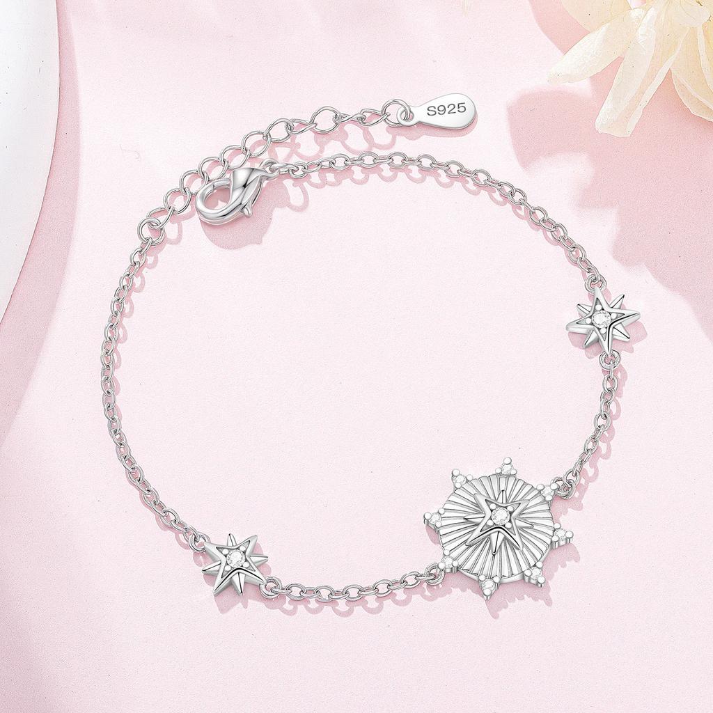 New 925 Silver Personality Star Chart Bracelet Chain Link Women Bracelet Jewelry Party Trendy Anniversary Gift