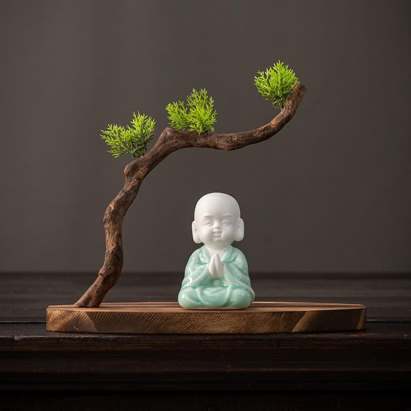 Solid Wood Root Carving Ornaments: Natural Zen Base for Home Decor