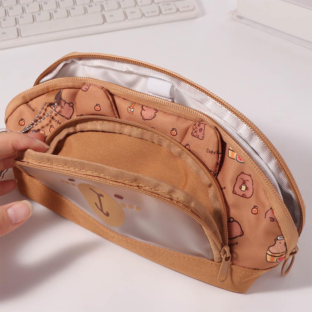 Kawaii Animal Capybara Pencil Case Large Capacity Multi Layer Pencil Pouch  Study Supplies