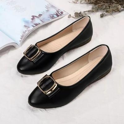Fashion Women's Versatile Casual Flats 2024 Spring/summer New Style Anti-slip Single Shoes Soft Bottom Leather Shoes Flat