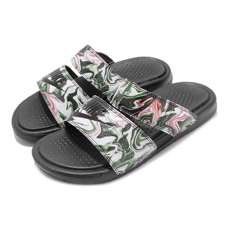 Nike Womens Benassi Duo Ultra Slide 'Black Green Pink' (women's sizes) Black / Black Slide Slippers 819717 003