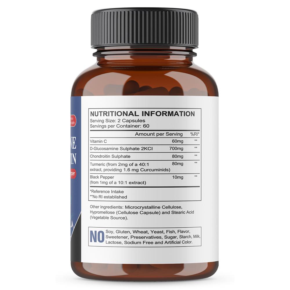 Glucosamine And Chondroitin Supplement, With Vitamin C, Turmeric, Black Pepper