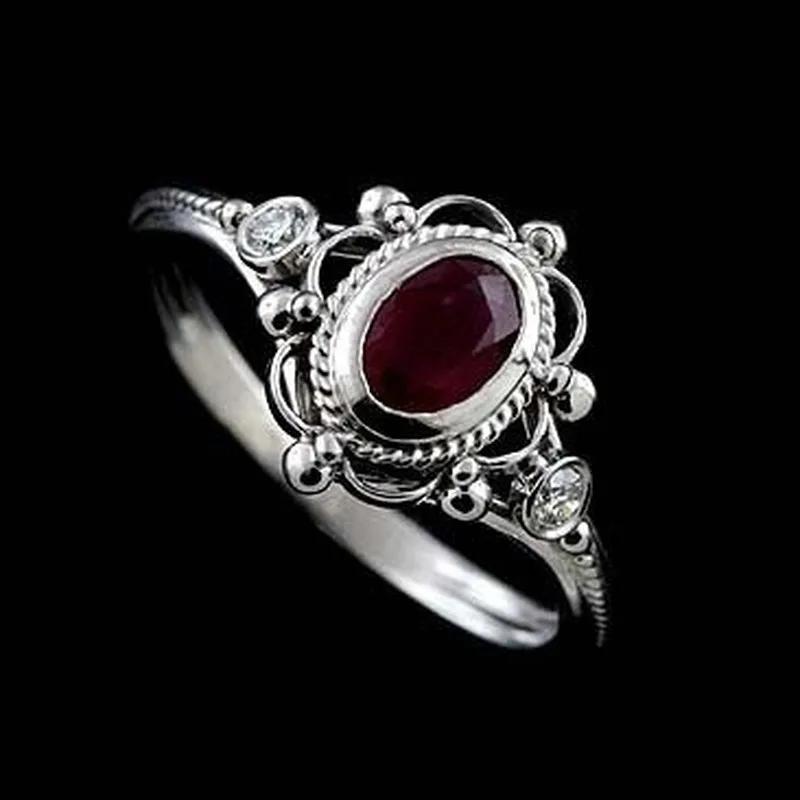 New Engagement Proposal Ring Ruby Thai CopperGemstone Rings for Women Anniversary Wedding & Party Gifts