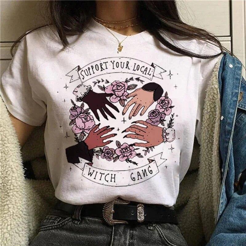 T-shirts Sweet Women Fashion Salem Print Aesthetic Clothes Graphic Unisex Tshirt Top Cartoon Lady Casual FeUnisex Tee Clothing Women