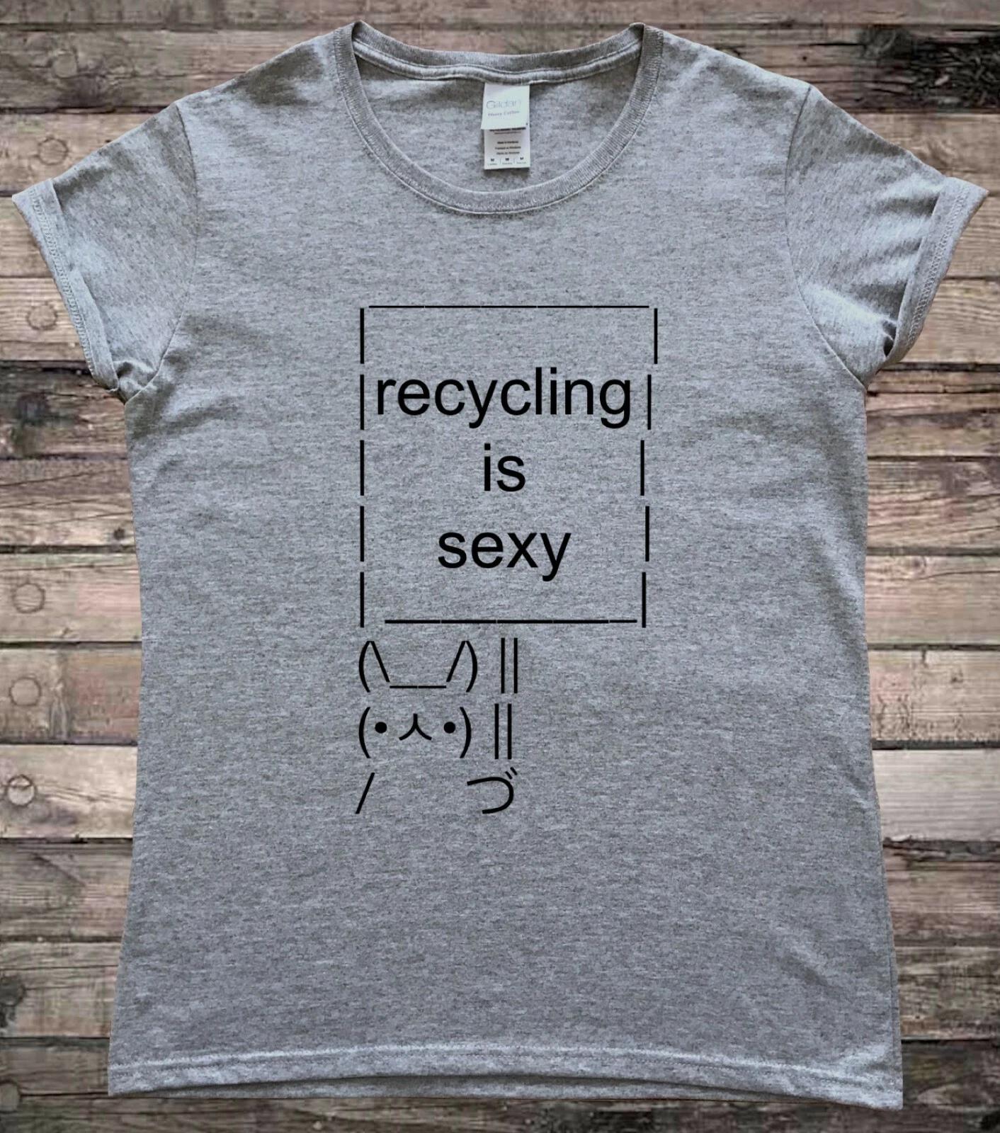 Recycling is Sexy Eco Conservation Sign Bunny Protest T-Shirt M