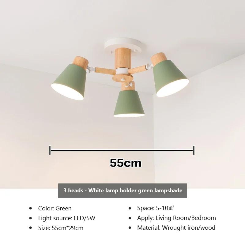 Nordic Chandelier Solid Wood Living Room E27 Bulb Ceiling Lamp For Bedroom Hotel Restaurant Modern Chandelier Lamp Decor Light