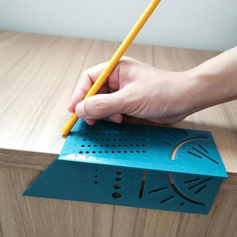 New Arrival Woodworking Gauge Ruler 3D Mitre Angle Measuring Square Measure Tool 45 Degree and 90 Degree with Carpenter Pencil
