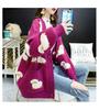 2024 Autumn Women's Lamb Pattern Loose Knit Cardigan - Thickened Knit Outerwear