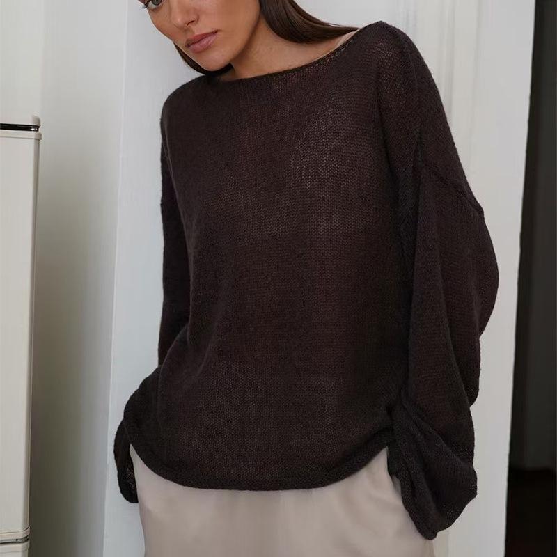 Top a Maglia Rete Autunnale da Donna - Maglione Sexy Trasparente Girocollo