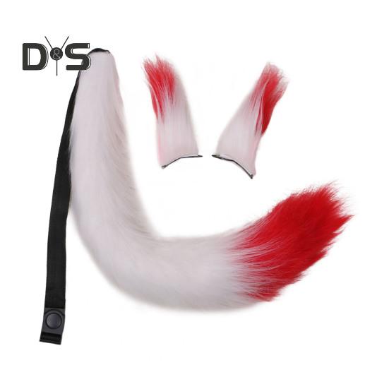 Fox Ears Tail Set Handmade Plush Animal Cosplay Props Realistic Design Role Play Halloween Party Accessories