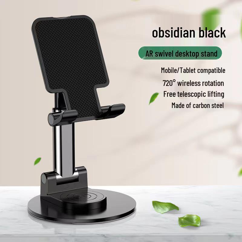 

Rotating Metal Phone and Tablet Stand with Custom Logo - Desktop Folding Holder for Events and Gifts чорний