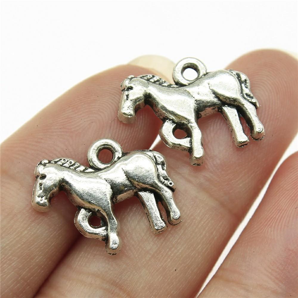 20pcs Running Horse Charms For Jewelry Making Tibetan Bronze Silver Color Pendants Antique Jewelry Making DIY Handmade Craft