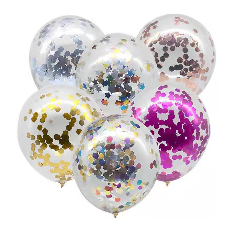 12" Transparent Sequin Balloon with Confetti - Colored Balloon for Christmas Party Decor