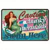 Vintage Metal Sign Mermaids Swimming Pool Humorous Wall Art for Bar Beach House Decor 12x16
