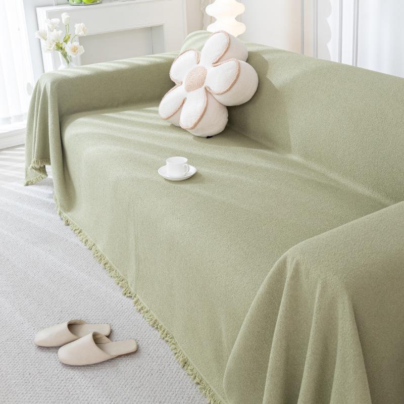 Cream Wind Teddy Velvet Four-season Universal Anti-splashing Universal All-inclusive Universal Non-slip Integrated Leather Sofa Cover