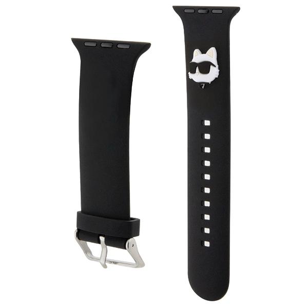 Karl Lagerfeld Pasek Klawmslcnk Apple Watch 38/40/41Mm Czarny/Black Strap 3D Rubber Choupette Heads