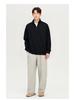 Men's 2025 Winter Black Fleece-Lined Half-Zip Stand Collar Sweatshirt