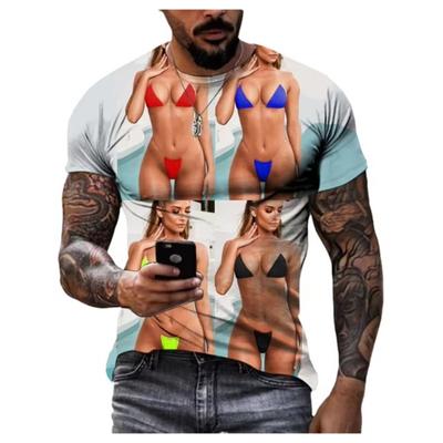 Zomer Creatief Sexy Schoonheid 3D Geprint T-shirt Mode Heren Oversized Ronde Hals Casual Korte Mouwen Shirt