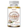 Daitea Vitamin D3 & K2 10,000 IU + 200mcg MK-7 with Coconut Oil, Extra Strength, 120 Softgels
