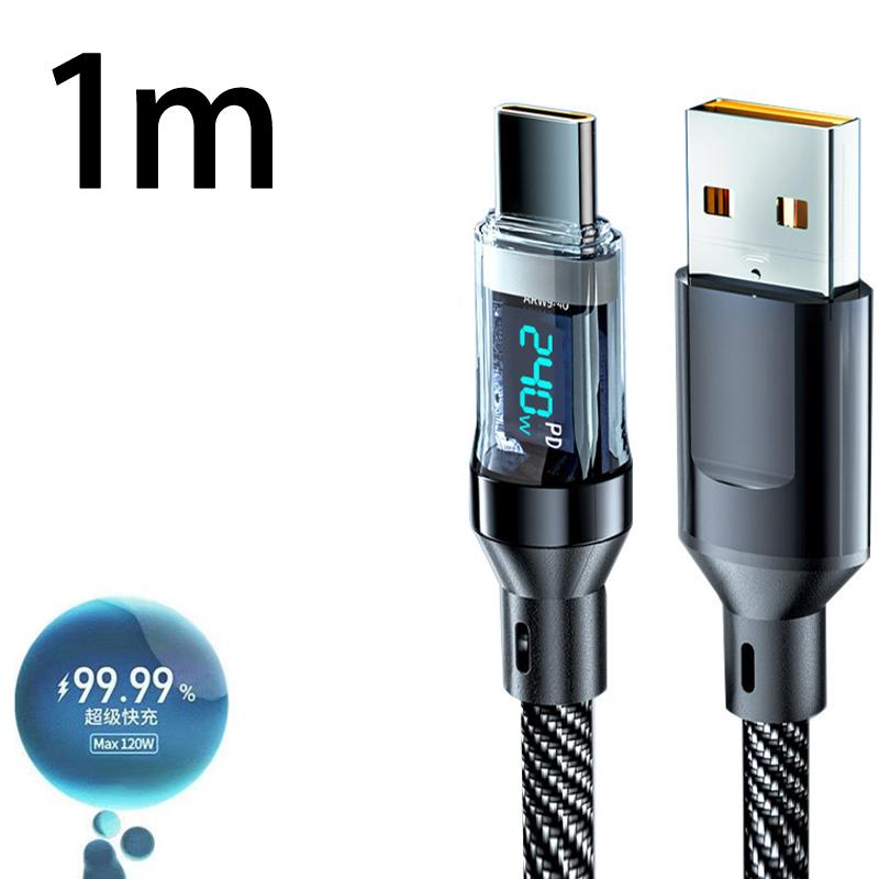 

Кабель USB C 240 Вт с дисплеем мощности Быстрая зарядка Зарядное устройство для iPhone 15 16 17 Samsung Xiaomi Huawei Телефоны Кабель Type C 1-2 м