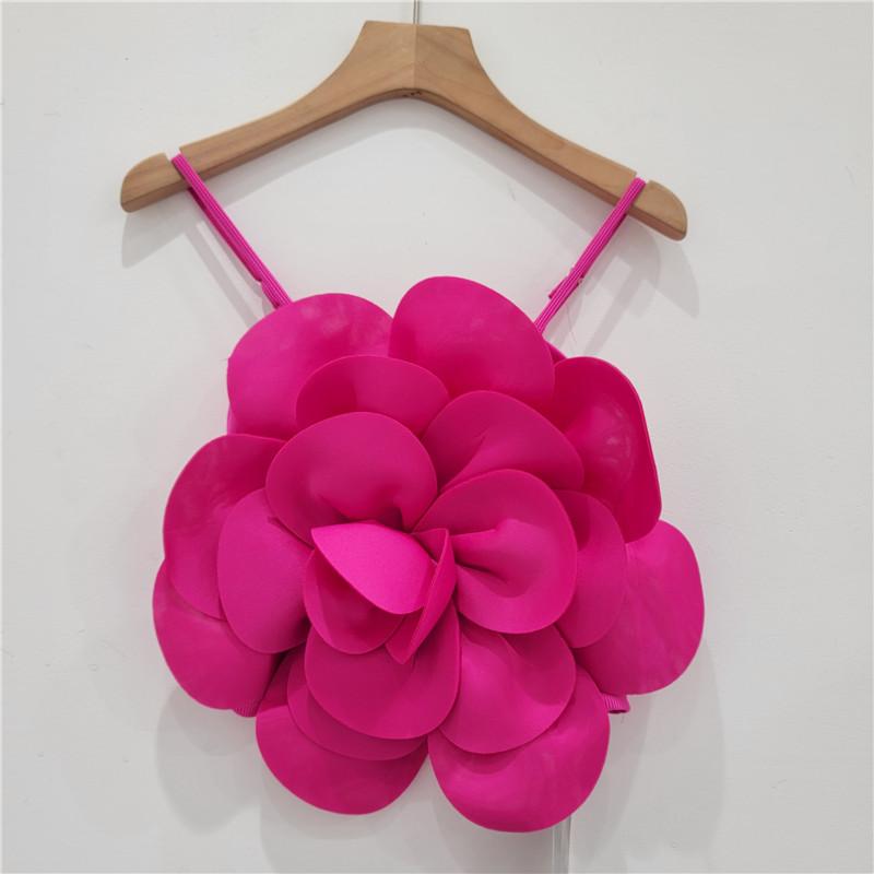 

Тривимірний жіночий камзол з квітами Pure Hot Girl для відпустки. Приталений укорочений топ із високою талією без спинки One Size Яскраво-рожевий