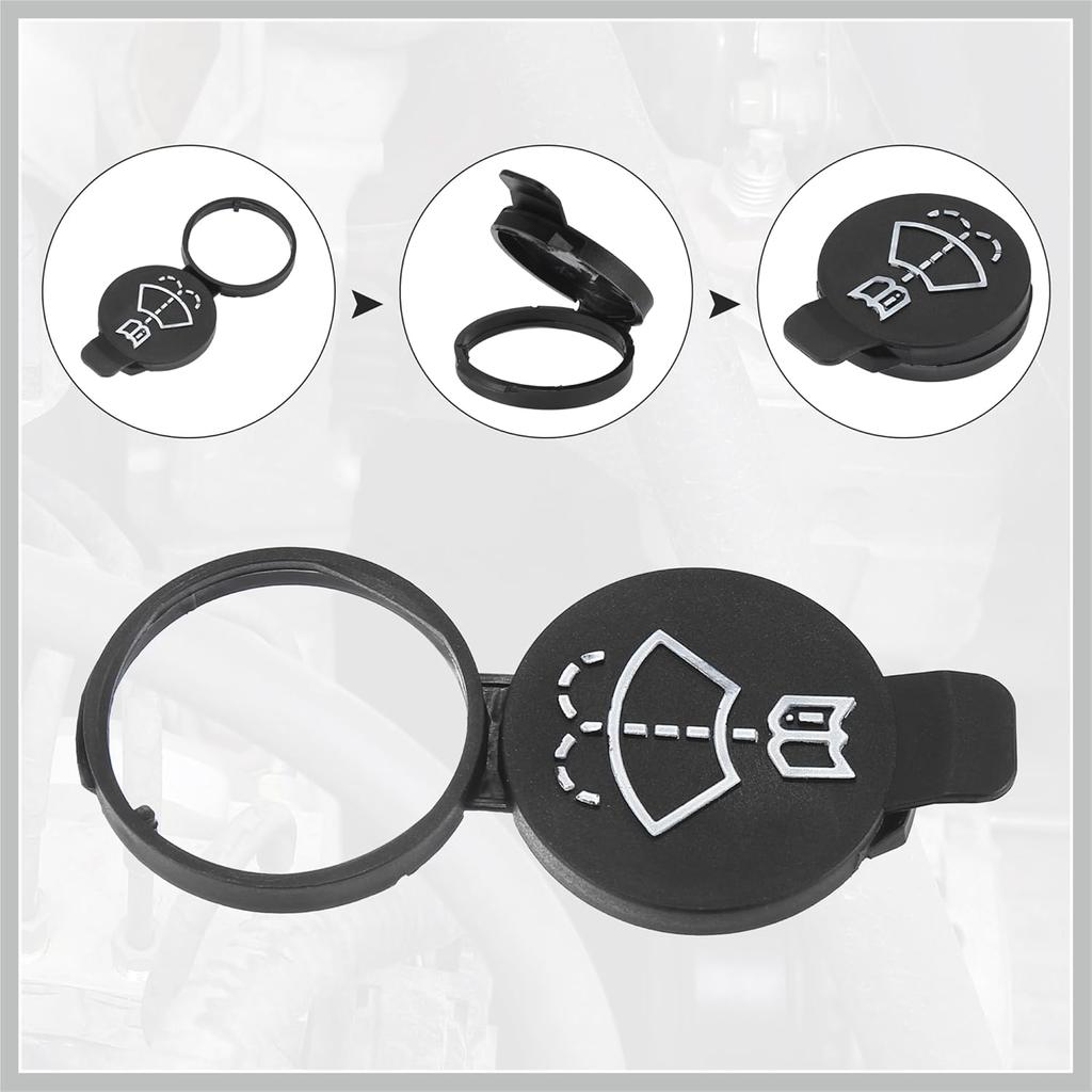 Windshield Washer Fluid Reservoir Bottle Tank Cap Fit for Malibu Sonic Corvette - Pack of 4 Black Replacement Car Parts