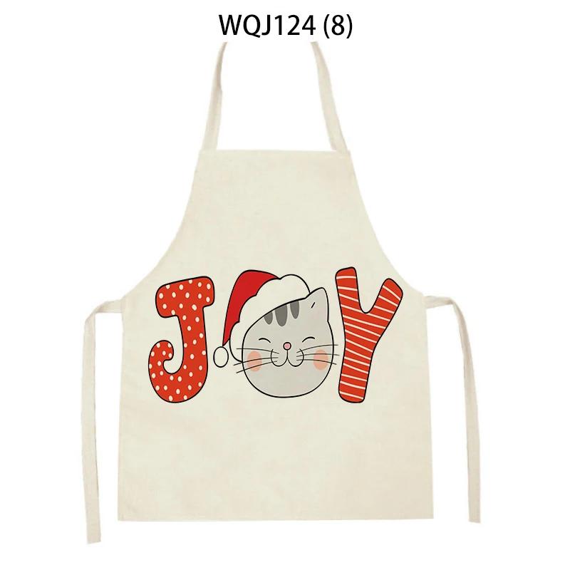 Cartoon Merry Christmas Cat Kitchen Aprons Adult Kids Waist Bibs Home Cooking Baking Cleaning Aprons Sleeveless Pinafore