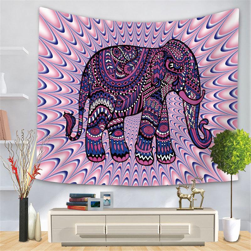 Nordic INS Elephant Background Fabric Cross Border Decoration Wall Carpet Home Decoration Wall Carpet Colorful Elephant Background Hanging Fabric