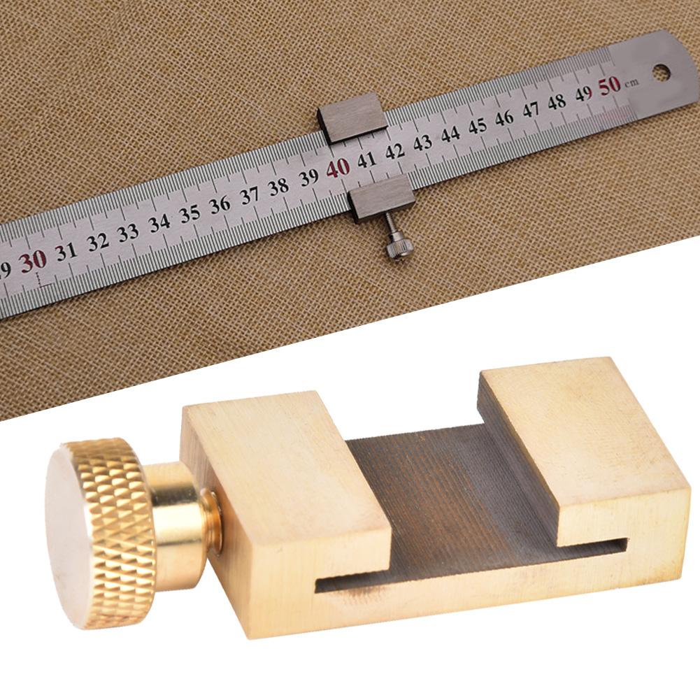 Brass Ruler Locating Block Woodworking Marking Locator Measuring Hand Hardware Tool